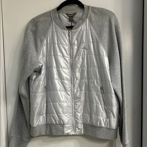 NWT Tommy BAHAMA Gray and Silver Bomber Jacket